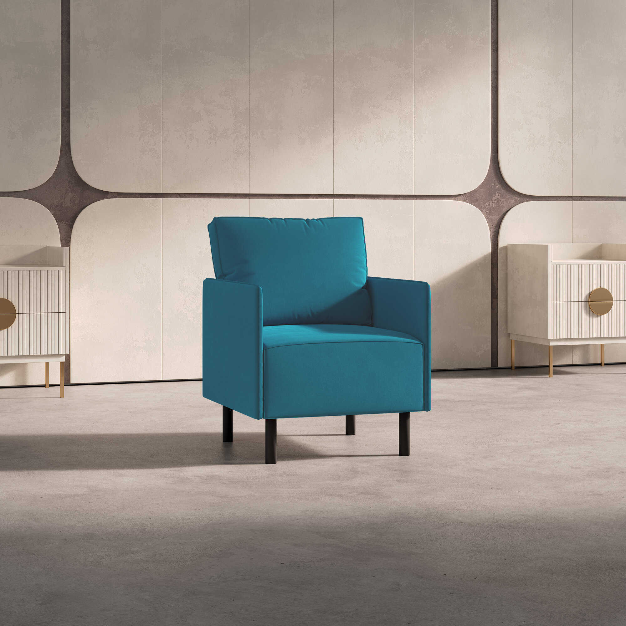 Кресло ORION с подушкой универсальное в офис студию антивандальный велюр синее