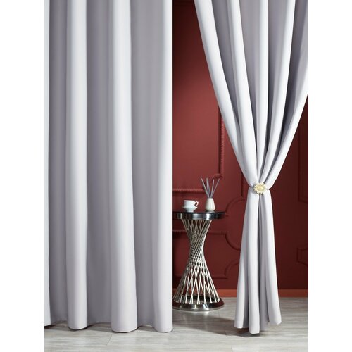 Шторы блэкаут для спальни для гостиной 300x270 (150x270-2 шт.) светло-серый/Шторы для кухни