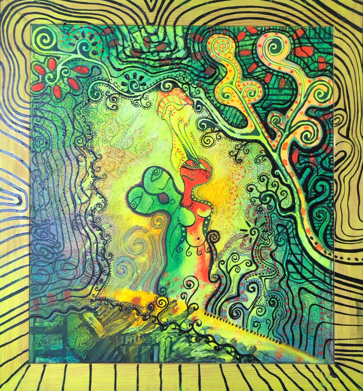 Картина Золотаревой Марины "О других существах", холст, акрил, 45х50, 2013
