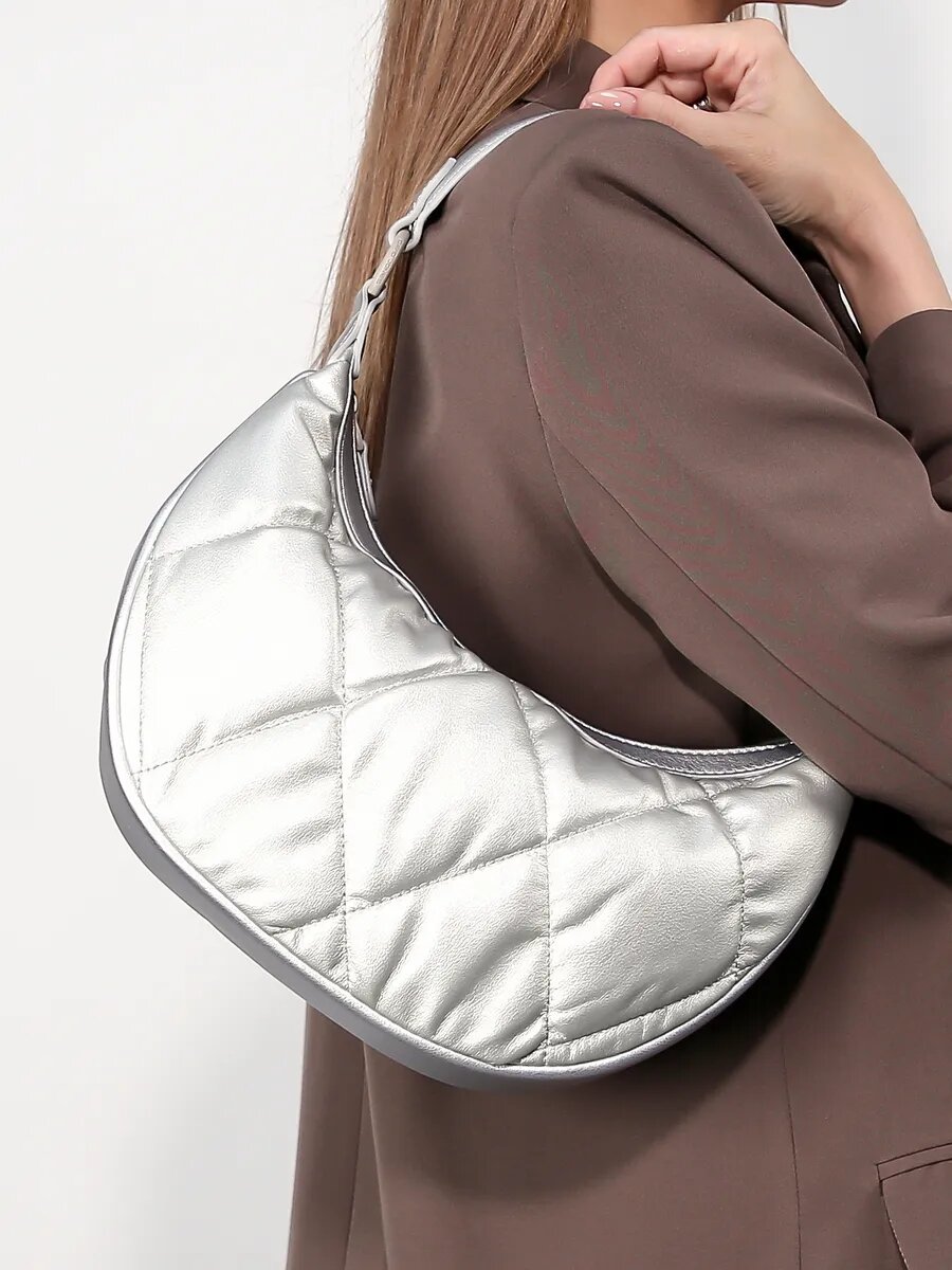 Сумка хобо DAVID JONES, серебро — фото 1