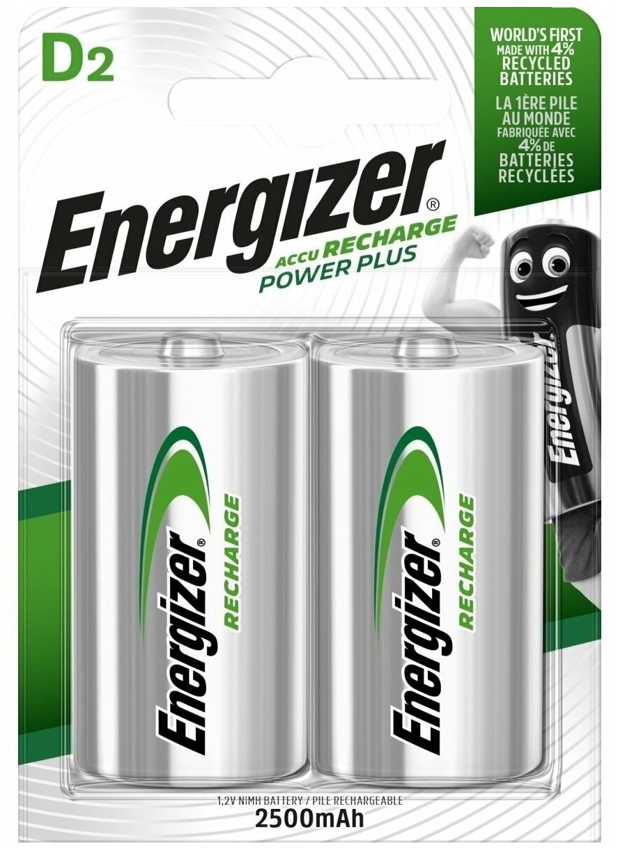 D Аккумулятор Energizer Power Plus, 2 шт. 2500мAч