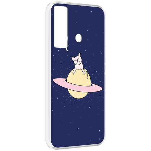 Чехол MyPads котик на планете для Tecno Camon 17 задняя-панель-накладка-бампер