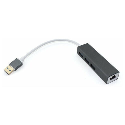 Адаптер USB Type-A на USB 3.0 x 3 + RJ45 серый