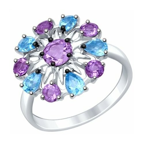 фото Кольцо diamant online, серебро, 925 проба, топаз, аметист, размер 17