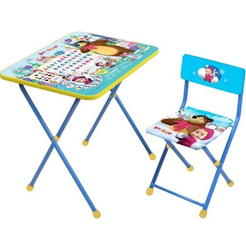 Комплект детской мебели для детей со столом и стулом от 3 до 7 лет КП Азбука2 Маша и медведь