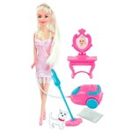 Кукла Toys Lab Ася Уборка Блондинка в розовом платье с пылесосом, 28 см, 35081 - изображение