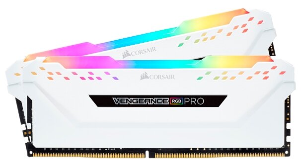 Оперативная память Corsair DDR4, 3600MHz 16GB 2x8GB DIMM, Unbuffered, 18-19-19-39, XMP 2.0, VENGEANCE RGB PRO White Heatspreader, RGB LED, 1.35V (CMW16GX4M2C3600C18W)