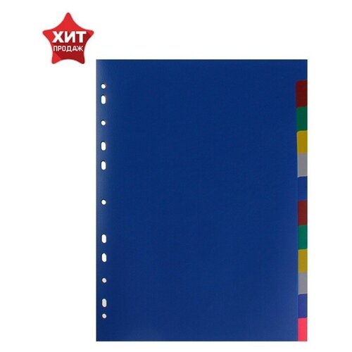 Набор разделителей листов А4 Office-2000, 12 листов без индексации, цветные, пластик 120 мкм