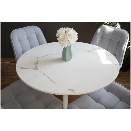 Стол обеденный кухонный круглый Милан мрамор, 90х90х75 см