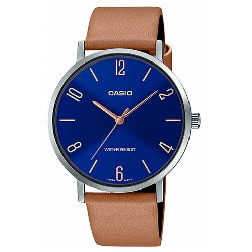 фото Наручные часы casio casio mtp-vt01l-2b2, синий, коричневый