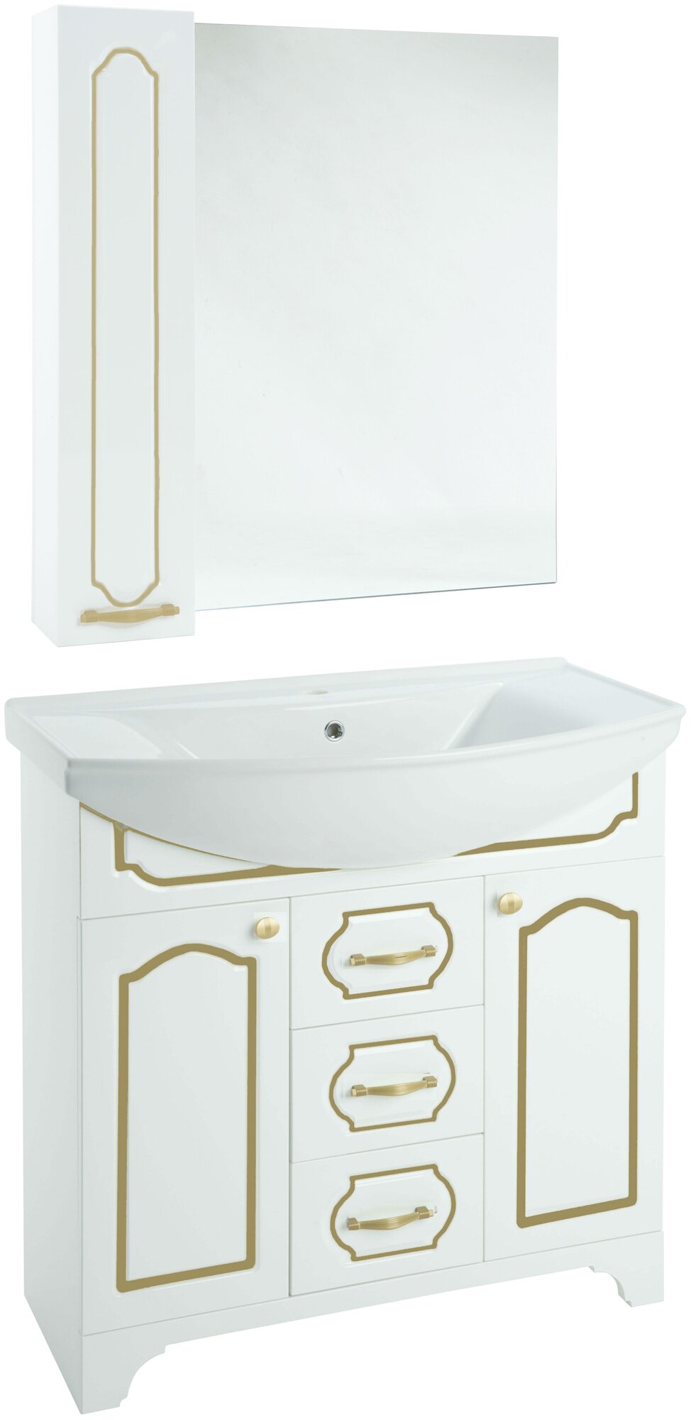 Комплект (гарнитур) Bellezza Мебель для ванной Bellezza Тиффани 105 белая, патина золото
