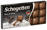 Шоколад Schogetten Black&White молочный с начинкой из ванильного крема и кусочками печенья с какао п