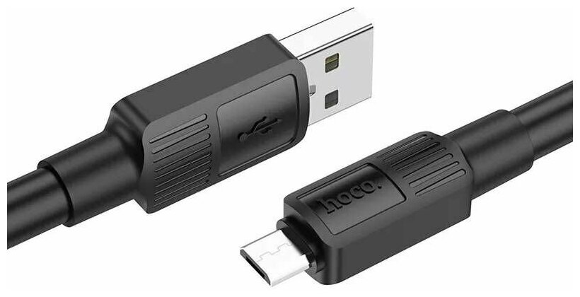 Кабель Hoco USB - Micro-USB экстра прочность / 1 метр 6 мм толщина / выход 2.4A зарядка и передача данных / черный