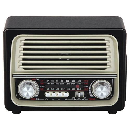 Радиоприемник Max MR-370 черный/золотистый/Радио/Bluetooth, AM/FM/SW , USB