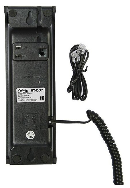 Проводной телефон Ritmix RT-007 настольно-настенный стильный дизайн черный