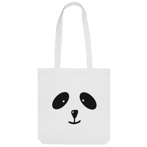 сумка милая мордочка панды забавный принт зеленый Сумка шоппер Us Basic, белый