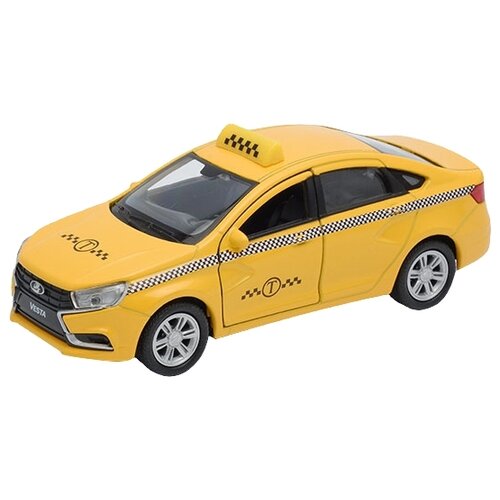 Легковой автомобиль Welly Lada Vesta Такси (43727TI) 1:34, 11 см, желтый легковой автомобиль welly lada 110 милиция дпс 42385pb 1 34 12 см белый