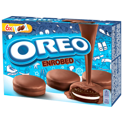 фото Печенье Oreo ENROBED с какао и начинкой с ванильным вкусом, покрытое шоколадной глазурью, 246 г