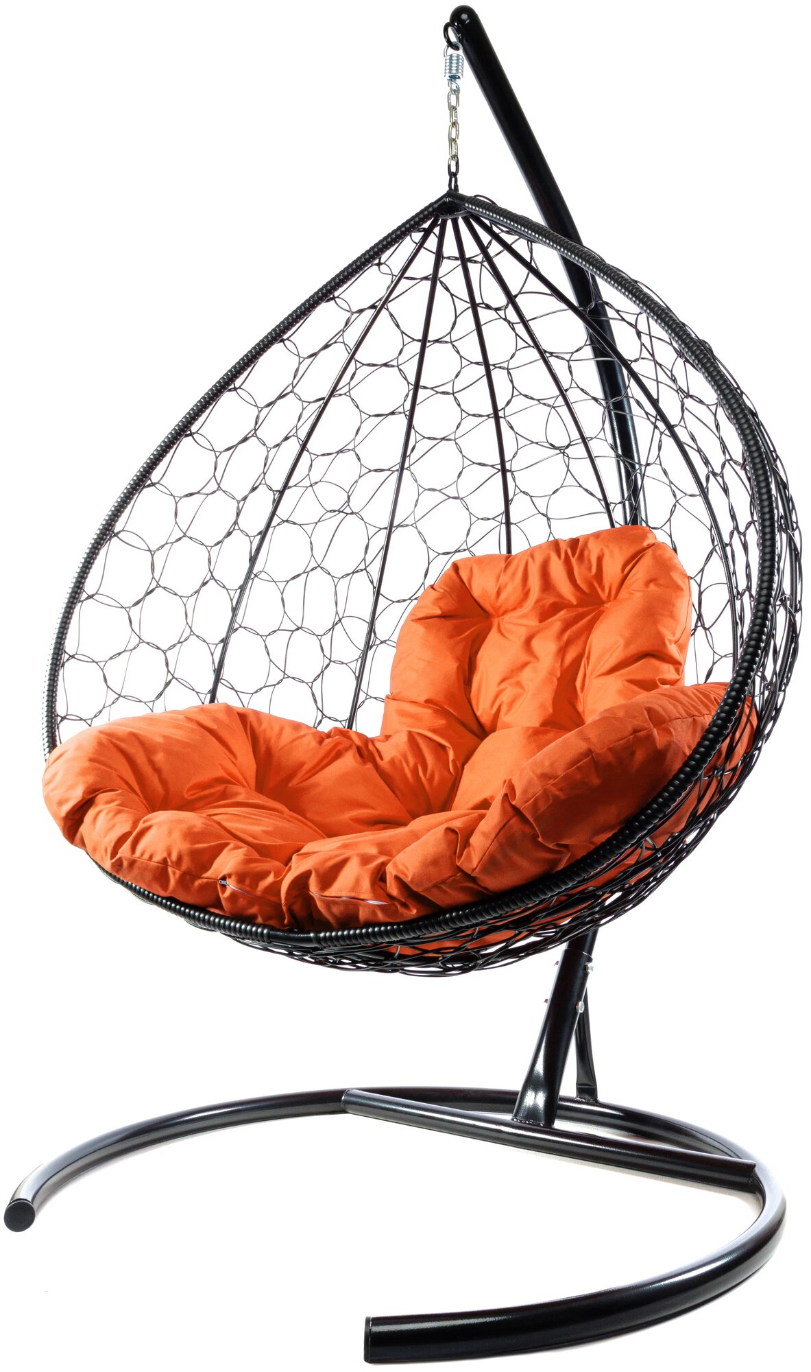 Подвесное кресло m-group XL ротанг чёрное, оранжевая подушка - фотография № 2