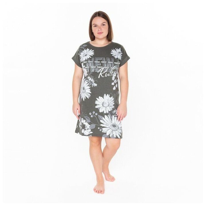 Платье домашнее женское, цвет хаки, размер 56 5375126 . - фотография № 8