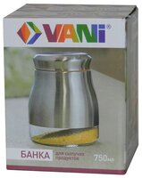 VANI Банка для сыпучих продуктов V9001 750 мл стальной/прозрачный/оранжевый