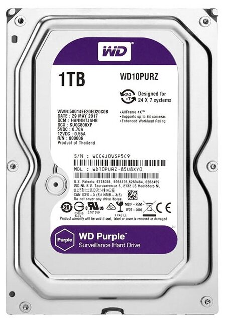 Жесткий диск Western Digital WD Purple 1 TB (WD10PURZ) — купить по выгодной цене на Яндекс.Маркете