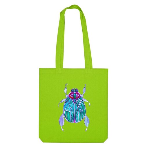 Сумка шоппер Us Basic, зеленый сумка бирюзовый скарабей насекомое ярко синий