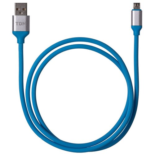 Кабель в силиконовой оплетке Tdm Electric ДК 16, USB - micro USB, 1 м, голубой кабель в силиконовой оплетке tdm electric дк 18 usb lightning 1 м голубой