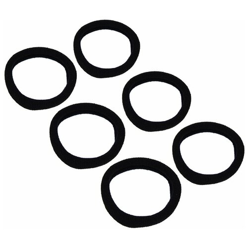 BERIOTTI Набор резинок для волос 6шт, полиэстер, 4см, черные, BL-01