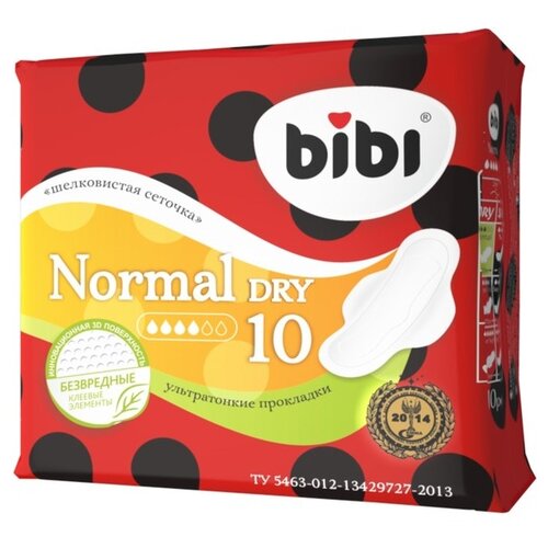 Bibi прокладки Normal Dry, 4 капли, 10 шт.