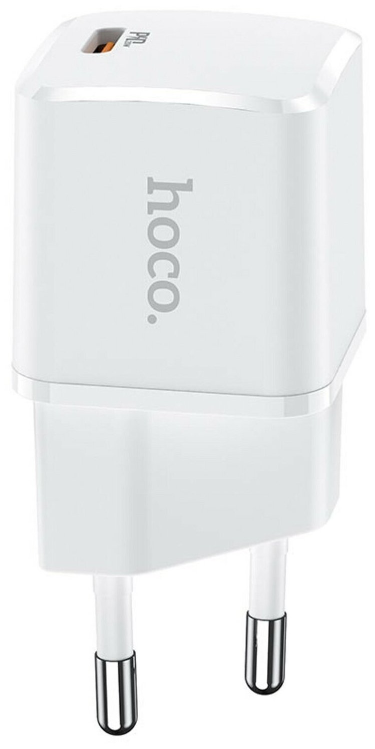 Адаптер питания Hoco N10 Starter single port PD20W+QC3.0 charger с кабелем Type-C to Lightning (USB: 5V max 3.1A/ 20Вт) Белый