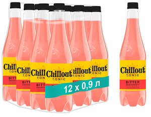 Фото Газированный напиток Chillout Bitter Grapefruit (Биттер Грейпфрут), Тоник, 12 шт x 0,9 л, ПЭТ