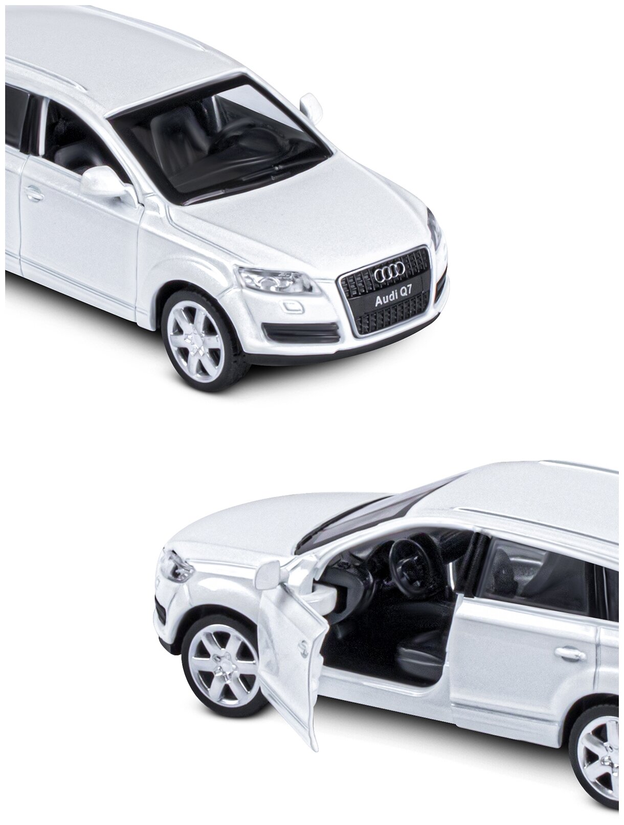 Внедорожник Автопанорама Audi Q7 (J12275/JB1200128/JB1251250) 1:43, 11 см, белый - фотография № 10