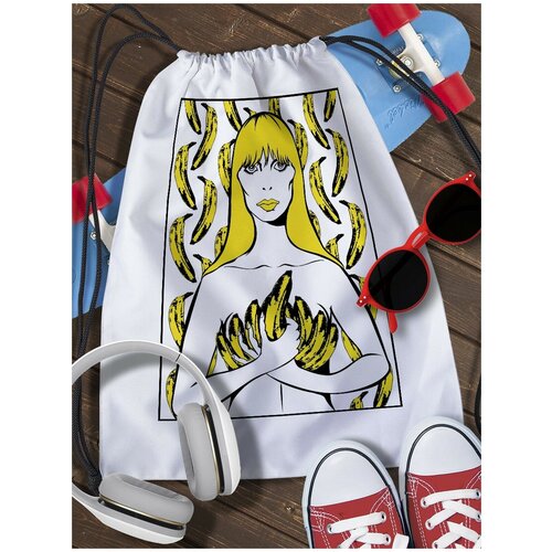 Мешок для сменной обуви и вещей с рисунком, белый, модель The Velvet Underground - 9837
