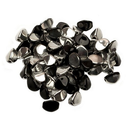 Стеклянные чешские бусины, Pinch beads, 5х3 мм, цвет Jet Labrador, 5 грамм (около 58 шт.)