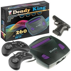 Игровая приставка Dendy King 260 встроенных игр (8-бит) со световым пистолетом / Ретро консоль Денди / Для телевизора