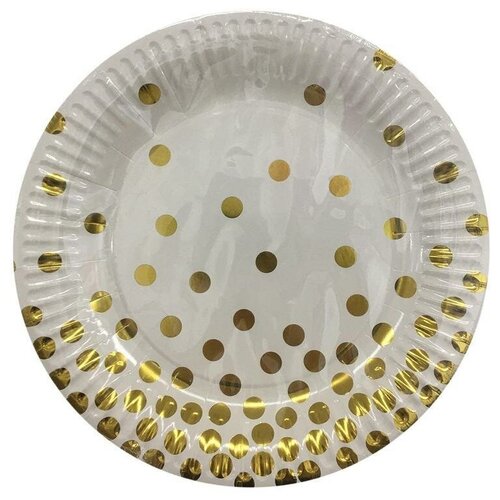 Тарелка одноразовая бумажная Веселый хоровод Золотые брызги (d=230мм) 6шт.