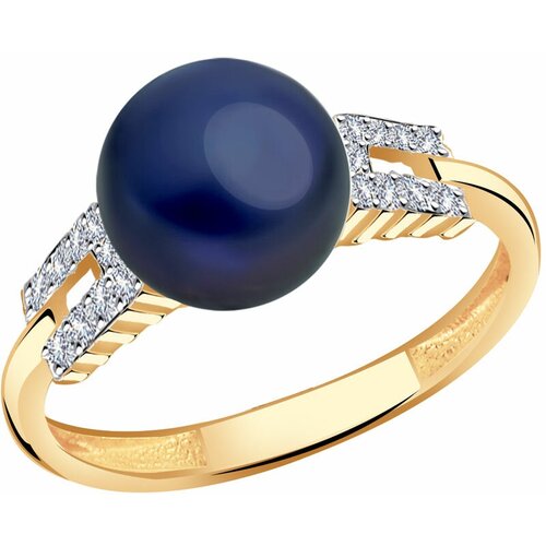 Кольцо Diamant online, золото, 585 проба, жемчуг, фианит, размер 18.5