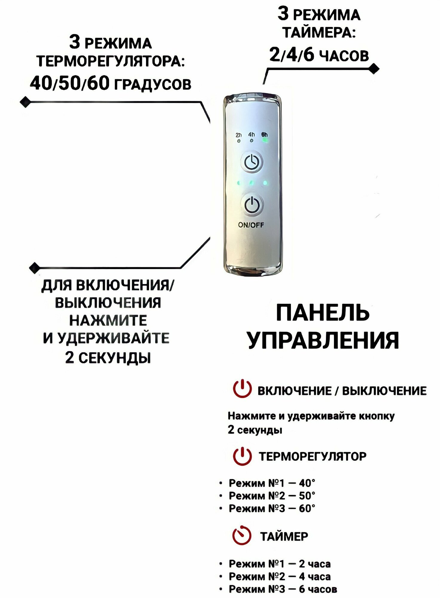 Электрический полотенцесушитель черный ПЭК сп 5 ВГП 60 на 50 с полкой, таймер, скрытое универсальное подключение - фотография № 4