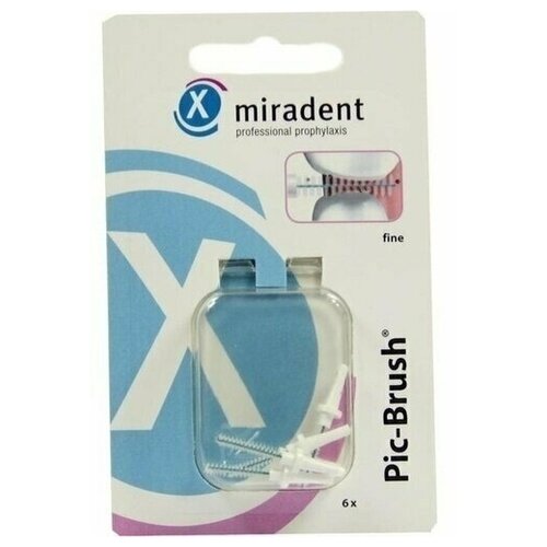 Сменные ёршики Miradent Pic-Brush Белые (0,6 мм), 6 шт ершики miradent pic brush refills white 0 7 мм 6 шт