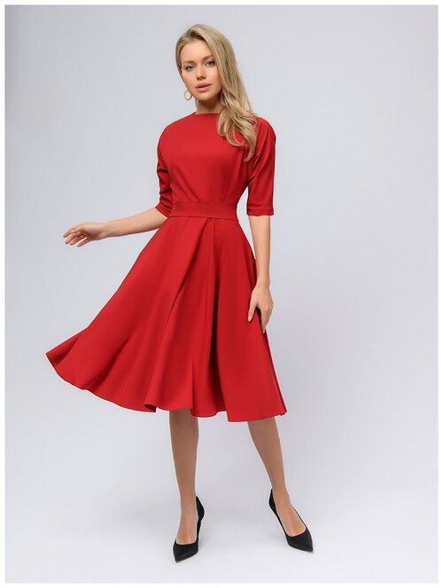 Платье 1001dress, повседневное, миди, размер 44, бордовый