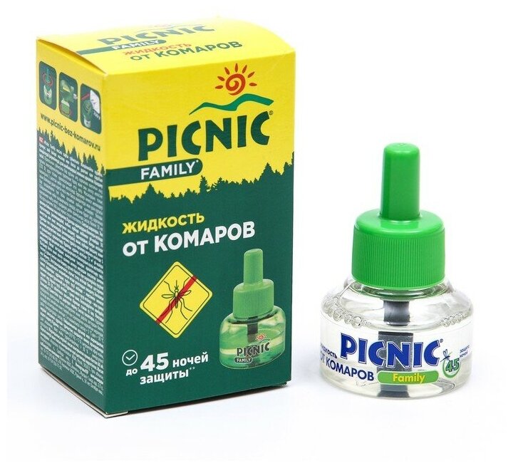 Picnic Дополнительный флакон-жидкость от комаров "Picnic Family", с растительными экстрактами, 45 ночей, 30