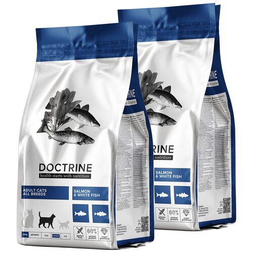 DOCTRINE ADULT CATS SALMON & WHITE FISH безглютеновый для взрослых кошек с лососем и белой рыбой (0,8 + 0,8 кг)