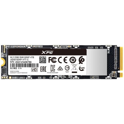 Твердотельный накопитель ADATA SSD SX8100 4096GB M222x80mm NVMe 13 PCIe 30 x4 3D TLC RW 35001900MBs IOPs 290 000240 000 TBW 2560 DWPD 034 5 лет 2864100₽