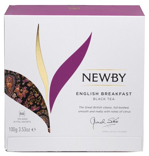 Чай черный Newby English Breakfast, в пакетиках, 2 г × 50 шт.