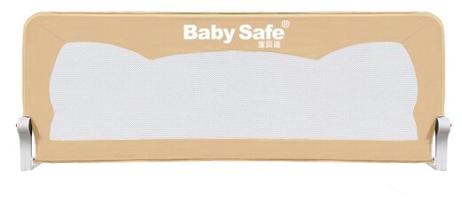 Барьер Baby Safe для детской кроватки складной, Ушки, 150*42 см бежевый - фото №1