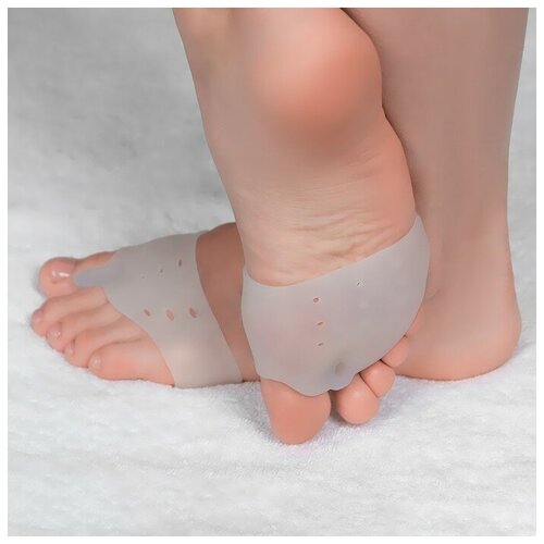 Корректоры-разделители для пальцев ног, на манжете, дышащие, 1 разделитель, силиконовые, 8 × 6,5 см, пара, цвет белый