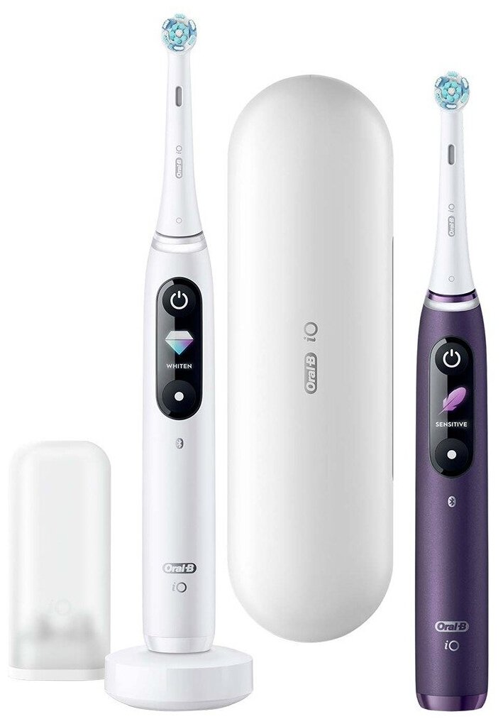 Электрическая зубная щетка Oral-B iO8 Duo, white alabaster/violet ametrine