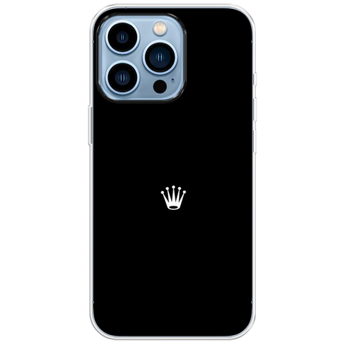 Силиконовый чехол на Apple iPhone 13 Pro / Айфон 13 Про Белая корона на черном фоне силиконовый чехол на apple iphone 15 айфон 15 белая корона на черном фоне