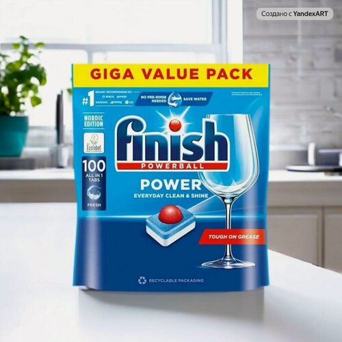 Изображение товара Таблетки для посудомоечной машины Finish Power All In One 100 штук